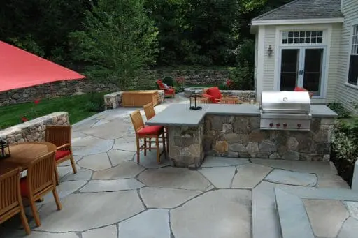 hardscapes - stone patio outdoor grill, irregular bluestone