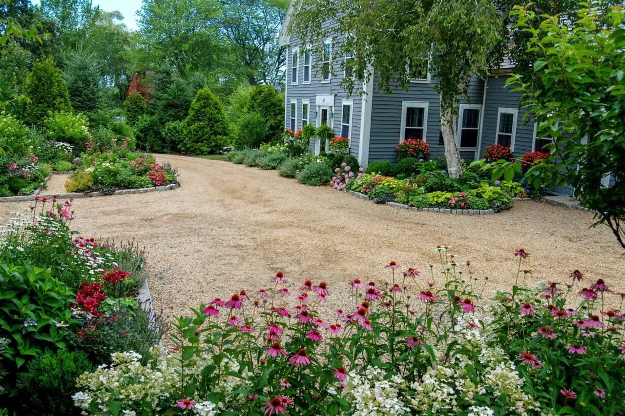 Wayland, MA - No matter the season, the entryway gardens are sure to delight guests and owners alike.