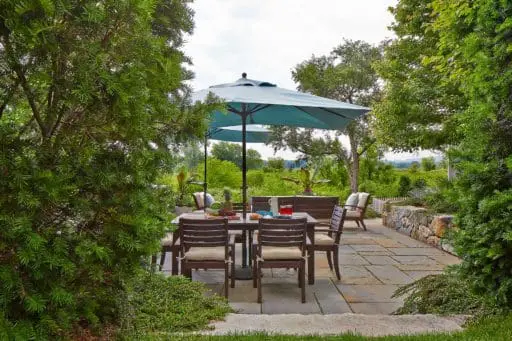 Wayland, MA - Hedges and steps grant each outdoor space a sense of privacy and containment. Photo: Charles Mayer