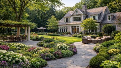 Boston landscape maintenance calendar outlining seasonal property care tasks, from spring cleanup and planting through summer maintenance, fall preparation, and winter landscape care.