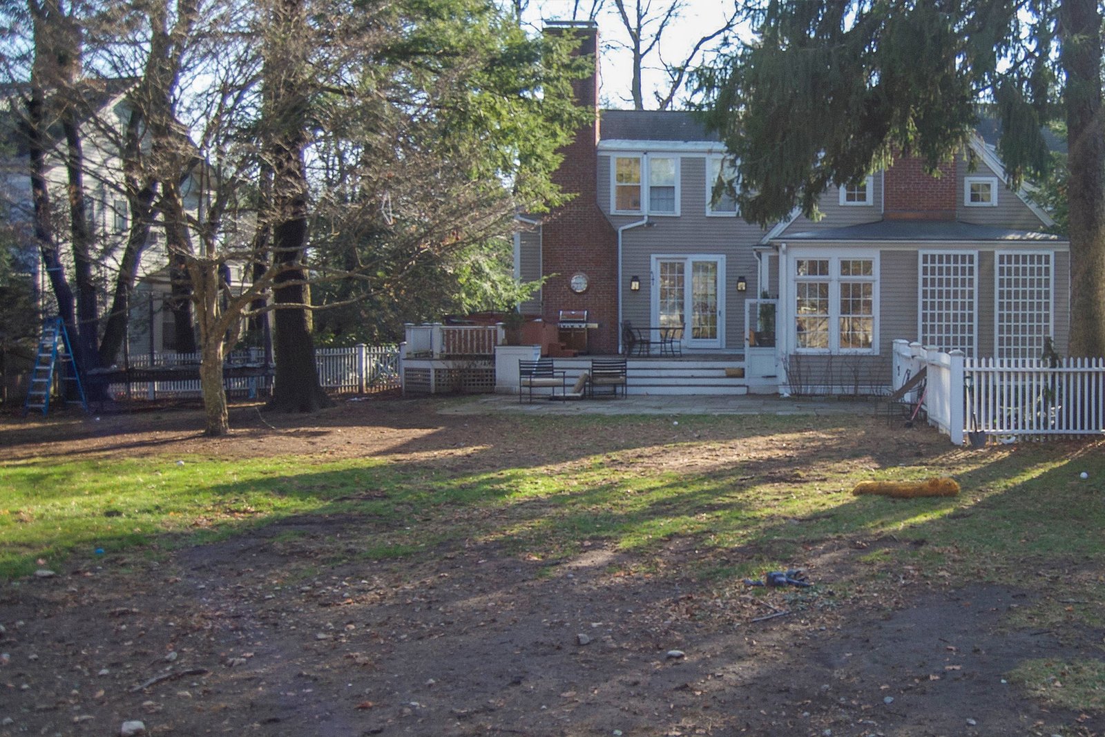 Newton backyard before lawn and patio renovation