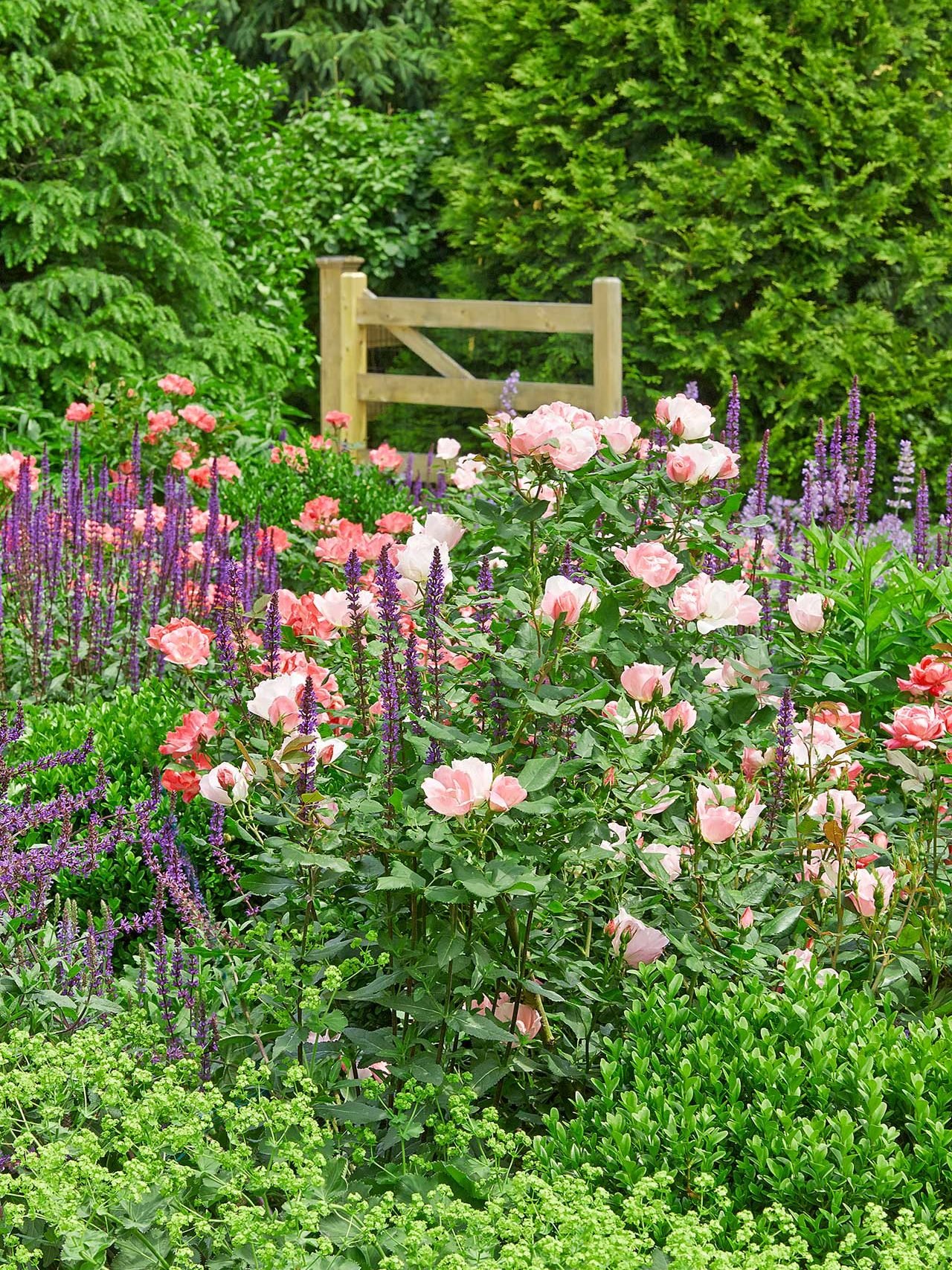 Wayland, MA - A rustic gate stands amidst the home's front garden. Photo: Charles Mayer